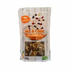 Mezcla de frutos secos y chocolte negro Mix & Cook Sensation Carrefour doy pack 140 g.