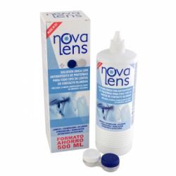 Solución única con antidepósito de proteínas para lentes de contacto blandas Novalens 500 ml.