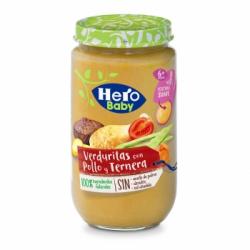 Tarrito de verduritas con pollo y ternera desde 6 meses Hero Baby sin gluten sin aceite de palma 235 g.