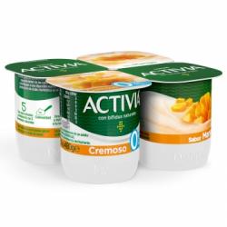 Bífidus desnatado cremoso de mango Danone Activia pack de 4 unidades de 120 g.