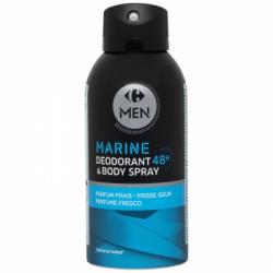 Desodorante body spray marine protección 48h perfume fresco Carrefour Men 150 ml.