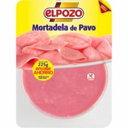 Mortadela de pavo en lonchas El Pozo sin gluten 225 g.