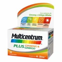 Multivitamínico y multimineral Plus Ginsen & Ginko Multicentrum 30 comprimidos.