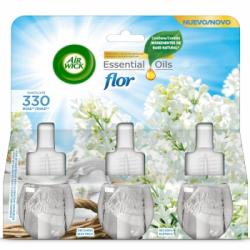 Ambientador eléctrico fragancia Flor Essential Oils recambio Air Wick 3 ud.