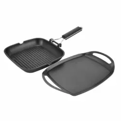 Pack Asador Aluminio 26 cm más Grill Cuadrado Aluminio 24 cm - Negro