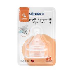 Tetina silicona papillas espesas +4 meses Deliplus Paquete 2 ud