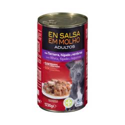 Trozos en salsa perro adulto Delikuit con ternera, hígado y verduras Bote 1.23 kg