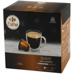 Café suave en cápsulas Carrefour Extra compatible con Nespresso 50 unidades de 5,2 g.