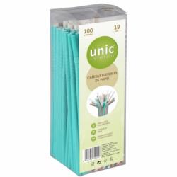 Cañitas Flexible Papel Varios Colores UNIC BIOPRODUCTS 21 cm 100 ud