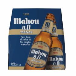 Cerveza tostada Mahou 0,0 alcohol pack de 6 botellas de 25 cl.