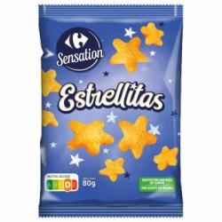 Estrellitas de maíz crujiente Sensation Carrefour sin aceite de palma 80 g.