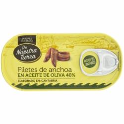Filetes de anchoa del Cantábrico en aceite de oliva De Nuestra Tierra 30 g.