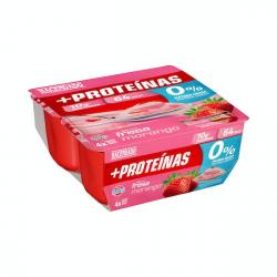 Postre lácteo + proteínas Hacendado con fresa 4 ud. X 0.12 kg