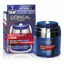 Crema antiedad cuidado de noche con retinol + niacinamida Revitalift Laser L'oreal Paris 50 ml.