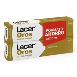 Dentífrico protección bucodental integral de dientes y encías triple acción Lacer Oros pack de 2 unidades de 125 ml.