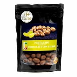 Pistachos bañados en chocolate con leche Extra Carrefour sin gluten doy pack 150 g.