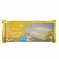 Turrón de chocolate blanco crujiente Carrefour sin gluten 250 g.