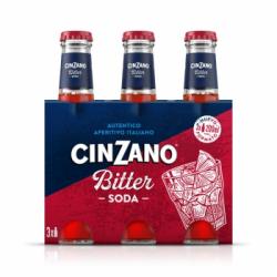 Bitter soda Cinzano pack de 3 botellas de 200 ml.