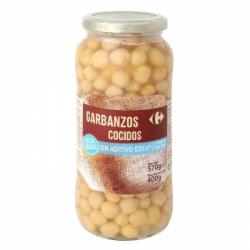 Garbanzos cocidos sin sal añadida categoría extra Carrefour 400 g.