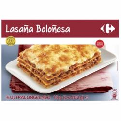 Lasaña boloñesa Carrefour pack de 2 unidades de 500 g.