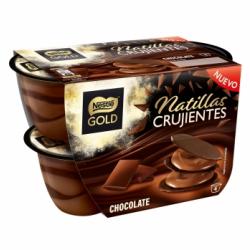 Natillas crujientes de chocolate Nestlé Gold pack de 4 unidades de 85 g.