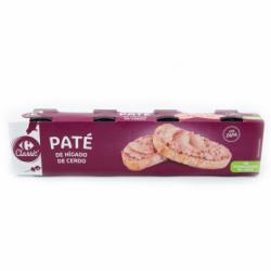 Paté de hígado de cerdo Classic Carrefour pack de 4 unidades de 78 g.