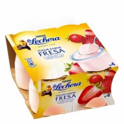Yogur de fresa Nestlé La Lechera pack de 4 unidades de 125 g.