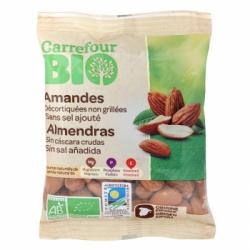 Almendras crudas sin cáscara sin sal añadida ecológicas Carrefour Bio 90 g.