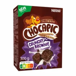 Cereales de trigo integral y maíz tostados con chocolate Crunchy Brownie Chocapic Nestlé 300 g.