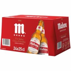 Cerveza Mahou 5 Estrellas especial pack de 24 botellas de 25 cl.