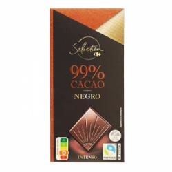 Chocolate negro 99% Selección Carrefour sin gluten 100 g.
