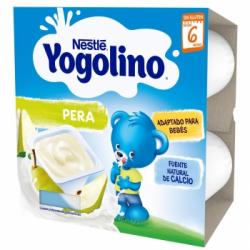 Postre lácteo de pera desde 6 meses Nestlé Yogolino sin gluten sin aceite de palma pack de 4 unidades de 100 g.
