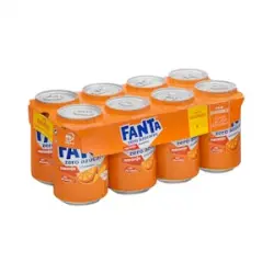 Refresco Fanta naranja zero azúcares añadidos 8 latas X 330 ml