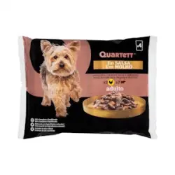 Trozos en salsa para perros adultos Quartett con pollo y verduras Paquete 0.4 kg