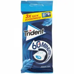 Chicle menta sin azúcar 60 minutos Trident pack de 3 unidades de 22 g.