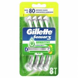 Maquinillas desechables piel sensible Sensor3 Gillette 8 ud.