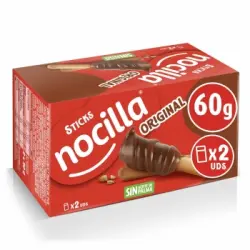 Palitos de pan con crema de cacao con avellanas Sticks Nocilla pack de 2 unidades de 30 g.