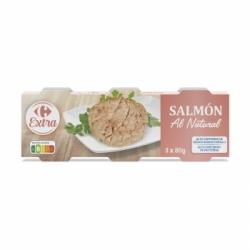 Salmón al natural Carrefour Extra sin lactosa pack de 3 latas de 50 g.