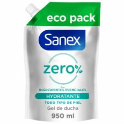 Gel de ducha hidratante con ingredientes esenciales Zero% Sanex recambio 950 ml.