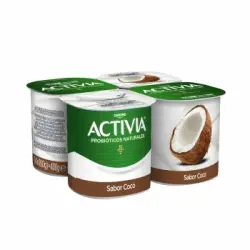 Bífidus sabor coco Danone Activia sin gluten pack de 4 unidades de 100 g.
