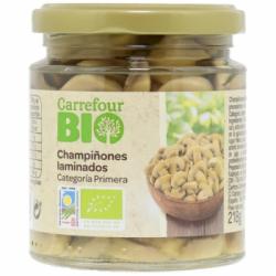 Champiñones laminados primera ecológico Carrefour Bio 124 g.
