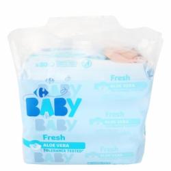 Toallitas para bebé con aloe vera Carrefour pack de 3 paquetes de 80 ud.