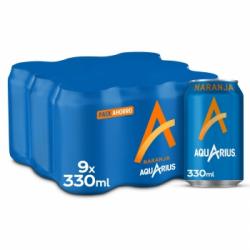 Aquarius sabor naranja pack de 9 latas de 33 cl.