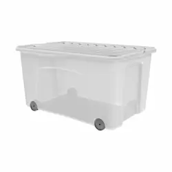 Caja de Ordenación con 4 Ruedas CARREFOUR HOME con Tapa 50 l - Transparente