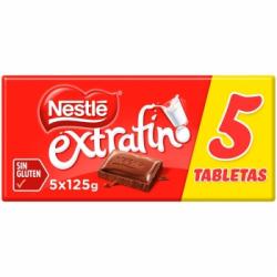 Chocolate con leche extrafino Nestlé sin gluten pack de 5 tabletas de 125 g.