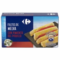 Filetes de melva con pimiento del piquillo en aceite de oliva Carrefour 65 g.