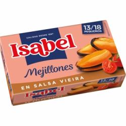 Mejillones en salsa vieira 13/18 Isabel sin gluten y sin lactosa 69 g.