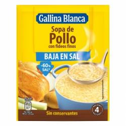 Sopa de pollo con fideos finos -60% de sal Gallina Blanca 68 g.