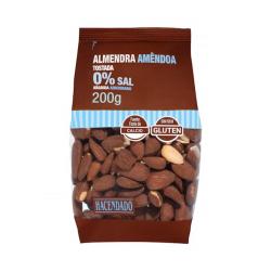 Almendra tostada 0% sal añadida Hacendado Paquete 0.2 kg