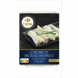 Bacalao ahumado en lonchas en aceite de oliva virgen extra Extra Carrefour 80 g.